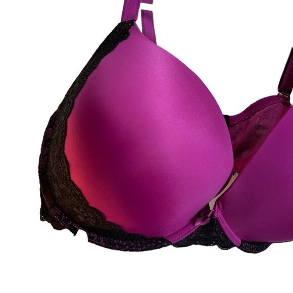 Torrid 44DD hot pink with black lace bra - Picture 3 of 14